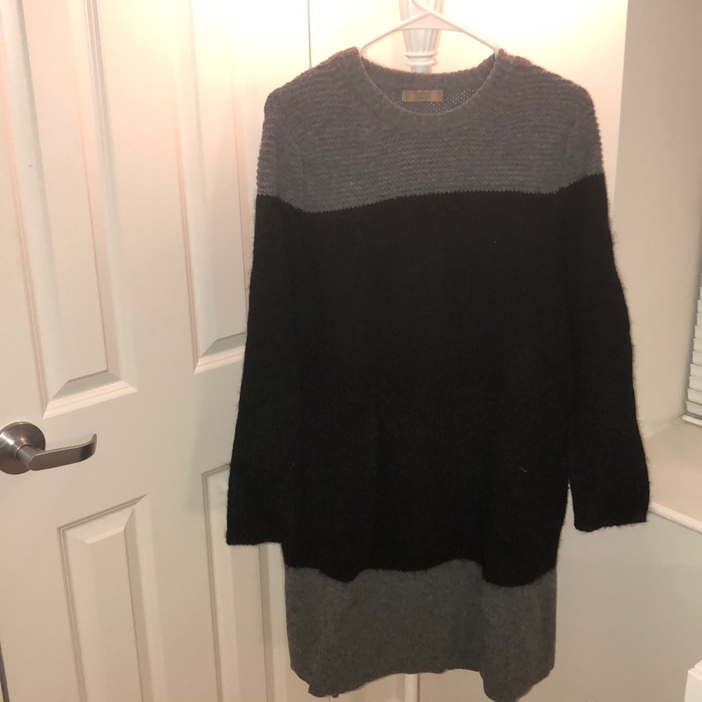 Orla Kiely Black and Gray Block Knit Sweater Dress